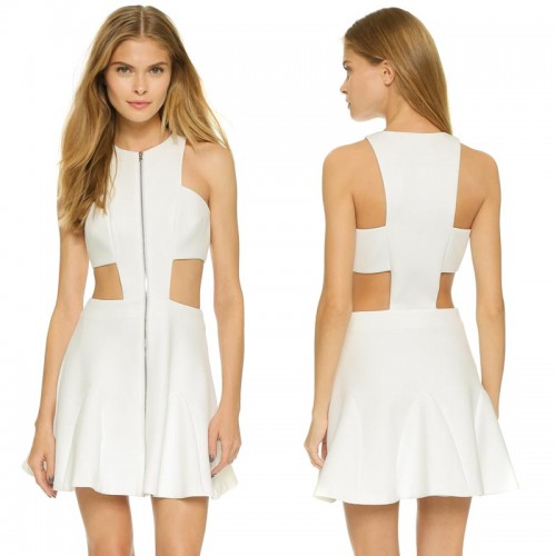 Crop Waist White Dress (Size XS,S,M,L,XL)